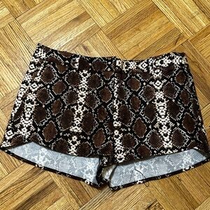 BCBG Snake print shorts brown size small